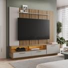 Rack Sala com Iluminação Led 2,00m e Painel TV 75 Polegadas c/ Prateleira Superior