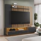 Rack Sala com Iluminação Led 2,00m e Painel TV 75 Polegadas c/ Prateleira Superior