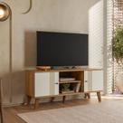 Rack Sala Estante Para TV Até 50 Polegadas 2 Portas Nature/Off White Bancada Denver