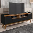 Rack Sala Florença para Tv até 70 Polegadas com Pés Madeira Preto Fosco/naturalle