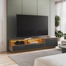 Rack Sala para TV 75 Polegadas 200cm com Gavetas Porta e Led