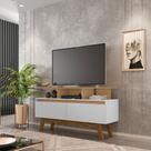 Rack Sala Rubi 1.2 para Tv até 50 2 Portas Pé Madeira Macica Cinamomo/off-white