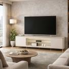 Rack Sala Sem Led Tv Até 85 Pol. Bancada 2 Portas Off White Rack Sala Sem Led Tv Até 85 Pol. Bancada 2 Portas Off White