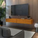 rack sala suspenso luxuosa com 2 gavetas tv até 50 com 1,40m