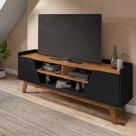 Rack Sala Turim para Tv até 65 Polegadas com Pés Madeira Preto Fosco/naturalle