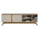 Rack Sala Tv 70 Pol. 2,00cm 2 Portas 2 Nichos Madeira Organizador Moderno Nature Off White