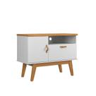 Rack SI Estilo Retrô 0.90m Para Tv Até 32'' Polegadas Cor Branco / Cinamomo Rack SI Estilo Retrô 0.90m Para Tv Até 32'' Polegadas Cor Branco / Cinamomo