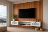 Rack Suspenso 180cm Com Painel 230 cm De Largura Todo Em MDF