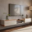 Rack Suspenso Atlas 2.20m Sala De Estar/quarto - Lukaliam Móveis - Off White Perolizado/Jequitiba Rack Suspenso Atlas 2.20m Sala De Estar/quarto - Lukaliam Móveis - Off White Perolizado/Jequitiba