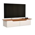 Rack Suspenso Home Estante de Parede Bancada Prateleira Embutida Decoração para Sala Estar ou Quarto Flow 2 Portas Offwhite/Freijó