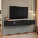 Rack Suspenso Line P/ Tvs até 55 Polegadas 160cm 2 Portas Preto - Olivar Móveis
