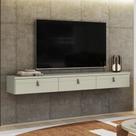 Rack Suspenso Line P/ Tvs até 65 Polegadas 180cm 2 Portas Off White Bege - Olivar Móveis
