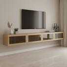 Rack Suspenso para Tv 4 Porta Basculante 320cm R1501 Jatoba Terroso Yescasa
