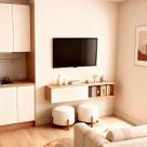 Rack Suspenso para TV até 43 Polegadas 107cm Branco com Porta e Nicho