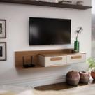 Rack Suspenso Para TV até 50 polegadas Home Classic Decoração Casa Apartamento Duas Portas Basculantes Organizador Sala De Estar