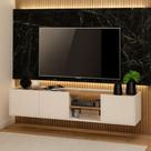 Rack Suspenso Para Tv Até 55 Cor Branco E Madeira Branco