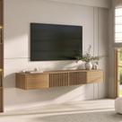 Rack Suspenso para TV até 75 Polegadas 180cm Portas Ripadas Aruá CabeCasa MadeiraOriginals Marrom Jatobá