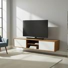 Rack Suspenso para TV até 75 Polegadas MDF 180cm 2 Portas de Correr Origem Marrom Branco/Angelim