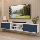 Rack Suspenso para TV até 80 Polegadas 218 cm 2 Portas Branco/Azul Vik Madesa