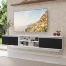 Rack Suspenso para TV até 80 Polegadas 218 cm 2 Portas Branco/Preto Glamy Madesa Rack Suspenso para TV até 80 Polegadas 218 cm 2 Portas Branco/Preto Glamy Madesa