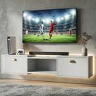 Rack Suspenso Pequeno Home Shop Bancada TV 42" Nicho Decorativo Porta Basculante Puxador Concha Sala Quarto
