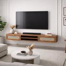 Rack Suspenso Santorini 1,80m MDF 2 Gavetas Moderno Sala de TV até 65 Polegadas Rack Suspenso Santorini 1,80m MDF 2 Gavetas Moderno Sala de TV até 65 Polegadas