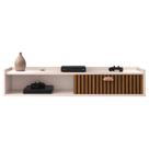 Rack Suspenso Tv 1.20 Home Decor 1 Portas Puxador Concha Nicho Decorativo Organizador Sala Quarto - Off White/Ripado - RPM Móveis Rack Suspenso Tv 1.20 Home Decor 1 Portas Puxador Concha Nicho Decorativo Organizador Sala Quarto - Off White/Ripado - RPM Móveis