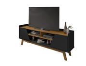 Rack Turim 1.6 Preto Fosco/Naturalle - Bechara Móveis Rack Turim 1.6 Preto Fosco/Naturalle - Bechara Móveis