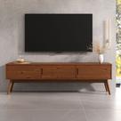 Rack TV 180 cm Sala Retrô 75 Madeira 3 Portas Castanho Tivoli