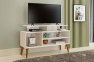 Rack TV 42" Pés Madeira Retrô Lyon Off White e Naturale Carmolar