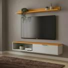 Rack Tv 55 Pol. Suspenso 136cm 1 Porta Lila Off/Nature Z49 - Mpozenato