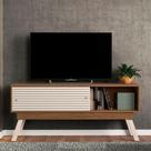 Rack Tv 65 Pol 150cm Bancada Para Sala Orlin M20 - D'rossi Naturale E Off White
