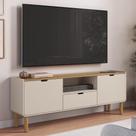 Rack Tv 65 Pol 180cm 2 Portas Pé Madeira Luara Hanover/Off White A10 - Mpozenato Rack Tv 65 Pol 180cm 2 Portas Pé Madeira Luara Hanover/Off White A10 - Mpozenato