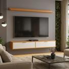 Rack Tv 65 Pol. Suspenso 160cm 2 Portas Lila Branco/Cinamomo Z49 - Mpozenato