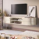 Rack Tv 75 Pol 183cm Bancada Suspenso Ripado Aurenzo Calacata-off White M20 - D'rossi