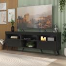 Rack Tv Até 65 Polegadas Com Pés Retrô Multimóveis Mp1091 Preto Preto