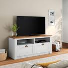 Rack TV Bancada 43 Polegadas Madeira Maciça 2 Gavetas 2 Nichos Bolton