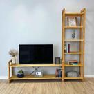 Rack TV de Madeira Pinus com Estante 6 Prateleiras Slim Linea Nozes