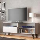 Rack TV Detroit Com Porta e Prateleiras Branco J Carvalho