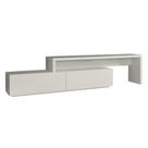 Rack Veneza Univ Extensível 164 cm a 300 cm Laca Cinza Claro Off White Acetinada