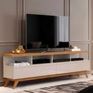 Rack Vivare Wood 1,60m Off White e Nature para Tv com Nichos e Design Elegante Rack Vivare Wood 1,60m Off White e Nature para Tv com Nichos e Design Elegante