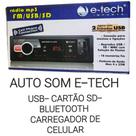 Radio Automotivo E-tech Mp3 Universal Bluetooth Pendrive