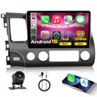 Rádio Automotivo Podofo Android 15 10,1" Wireless CarPlay para Civic