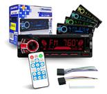 Rádio Automotivo Roadstar RS2751BR Bluetooth USB FM MicroSD AUX Controle Remoto Iluminação RGB Som Universal