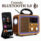 Rádio Cor Marrom Retrô Portátil Com Bluetooth FM/AM MP3 USB/Pendrive e Cartão SD Bivolt 110/220v
