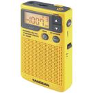 Rádio de bolso Sangean DT-400W com alerta meteorológico AM/FM amarelo