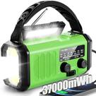 Rádio de emergência QAUYYW 37.000 mWh Solar Hand Crank Green