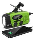 Rádio de manivela de emergência Esky com lanterna de 3 LED, rádio meteorológico portátil AM/FM/NOAA com carregador de telefone Power Bank de 2000 mAh, rádio recarregável USB alimentado por energia solar para acampamento interno e externo, verde