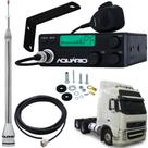 Radio Móvel Px 40 Canais Antena Inox 2,70 metros Alongador 60cm Cabo 5,5 metros Suporte Traseiro Lado Esquerdo Motorista Volvo Fh