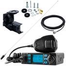 Rádio Móvel Px 80 Canais Antena Inox 1,40 metros Cabo 5,5m Suporte Calha Parafusos Anti-Furto